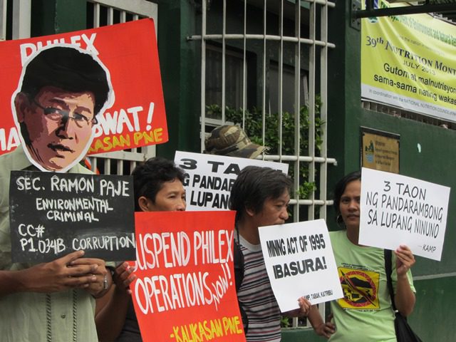 Indigenous peoples group demand the suspension of Philex's mining operation, and a probe on environment secretary Ramon Paje for his questionable 'handling' of the largest mining disaster in Ph