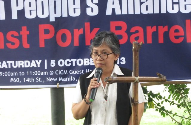 Sister Maureen Catabian of the Religious of the Good Shepherd lamented how people in government worshiped money. (Photo by Ronalyn V. Olea/ Bulatlat.com(