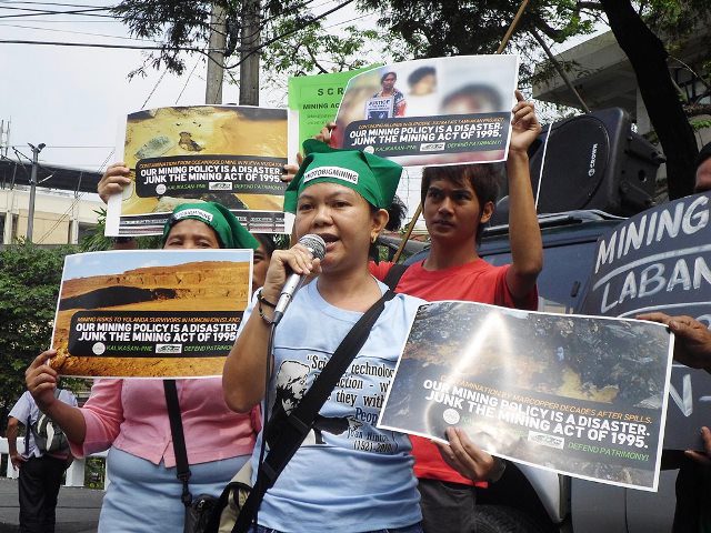 Finesa Cosico of Agham: "History tells us mining liberalization has no beneficial effect, only environmental degradation... Let's not wait till 20th year of Mining Act." (Photo by Mon Ramirez)