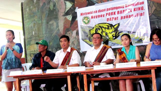 UP Diliman University Council demands culpability, accountability of 'Pork Barrel King. (Press Conference Photo by M. Salamat / Bulatlat.com)