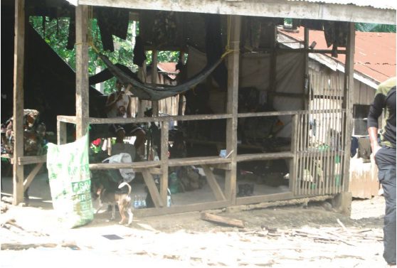 Soldiers from the 68th IB of the Armed Forces of the Philippines set up their camp in the community of sitio Nasilaban, barangay Palma Gil, Talaingod, Davao del Norte. Photo by the Children's Rehabilitation Center as Nov. 5, 2014. (Photo courtesy of Children's Rehabilitation Center / Bulatlat.com)