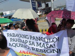 Scene from a Feb 24 picket in front of Petron in Philcoa, Q.C.