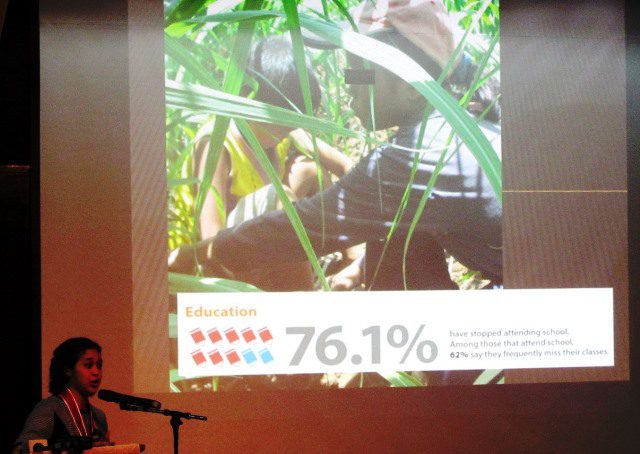 Ana Lea Escresa-Colina, executive director of EILER, shares highlights of their study on "laboring" children in mines, plantations (Bulatlat.com)
