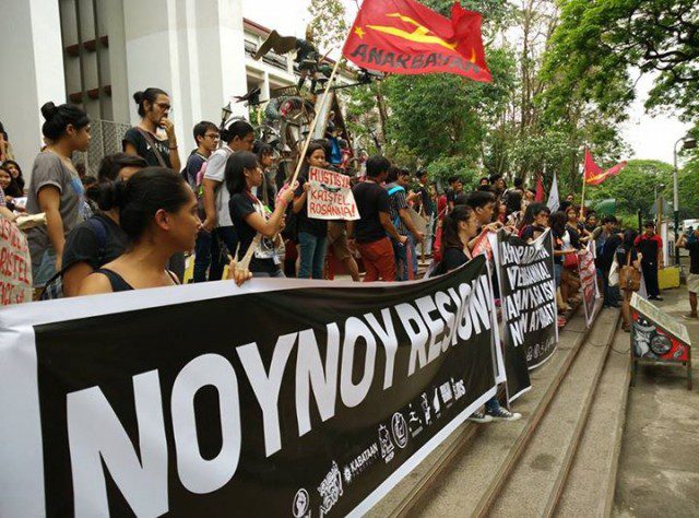 Protesters at the steps of Palma Hall in UP Diliman (Photo courtesy of Youth Act Now)
