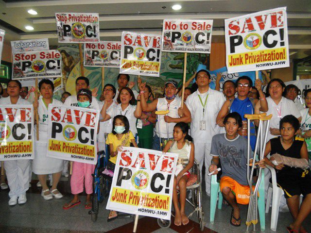 Patients, their relatives and employees of the Philippine Orthopedic Center are united in one call to stop privatization lone public orthopedic hospital in the country. (Photo by A. Umil/ Bulatlat.com) 