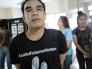In the picture is Kenny Guerrero, Kentex fire survivor, now jobless and seeking justice for his friends, coworkers and family member who died in the factory fire (Photo by Marya Salamat / Bulatlat.com)