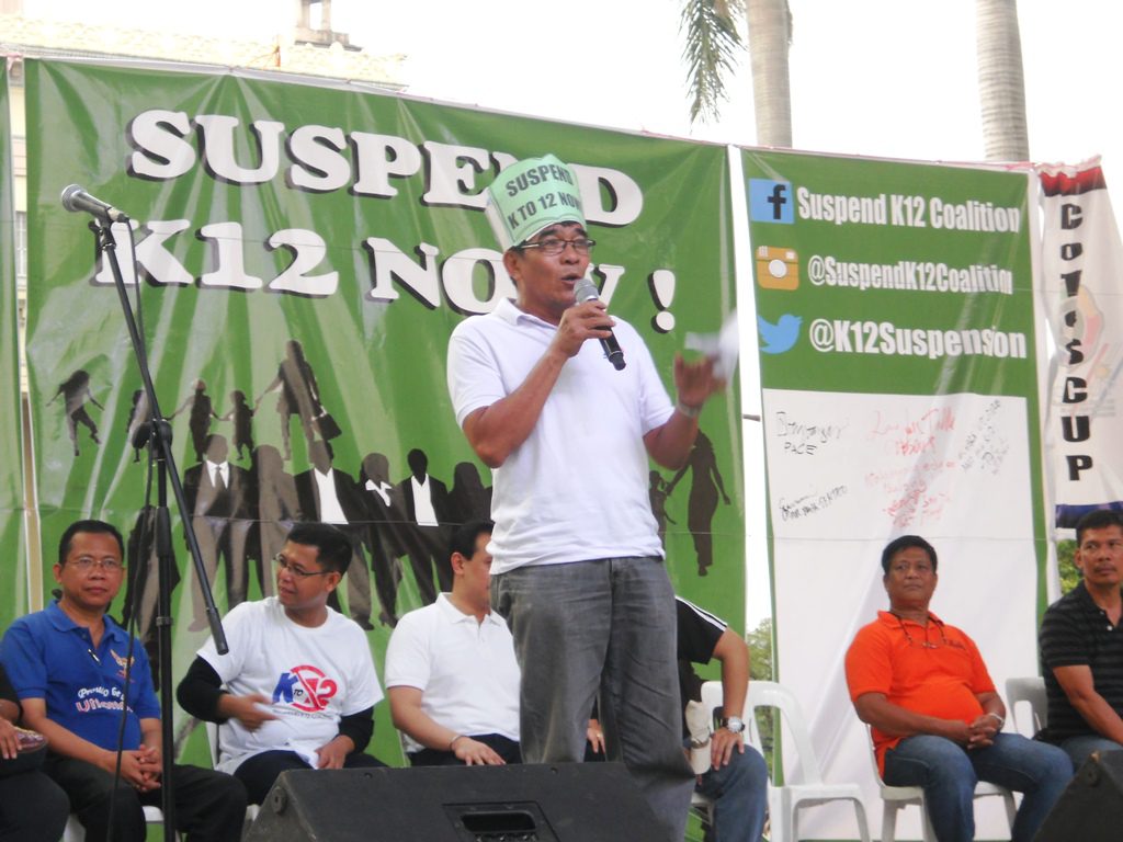 Benjie Valbuena, Alliance of Concerned Teachers (ACT) president vows to continue fight against K to 12. (Photo by A. Umil/ Bulatlat.com)