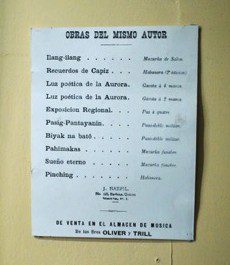 A list of some of the composition of Julio Nakpil (Photo by C. Cabanatan/Bulatlat.com)