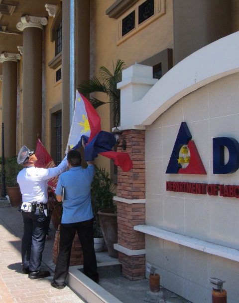Philippine flag red side up