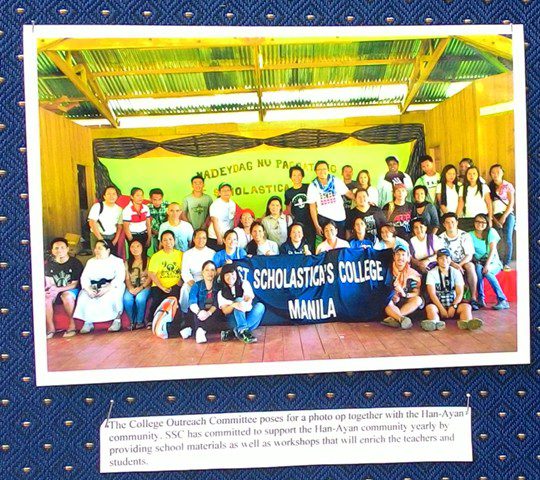 St. Scholastica's students and faculties during their visit in Han-ayan, Lianga, Surigao del Sur. Photo from the exhibit in St. Scholastica's College.