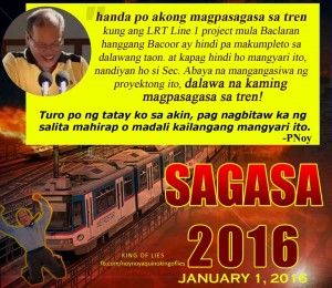 A reminder of Aquino's 'promise' in return for increasing train fares and privatizing LRT 1 (Photo grabbed from social media site of "Noynoy Aquino - King Of Lies")