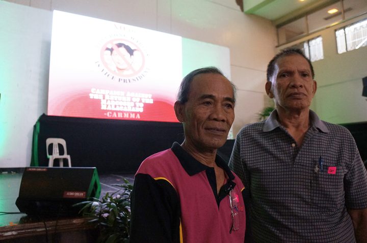 Abunawas Kali (right) and fellow Moro victim of martial law Kedza Ukas attend a national gathering aiming to frustrate the political ambitions of Ferdinand "Bongbong" Marcos Jr. (Photo by J. Ellao / Bulatlat.com)