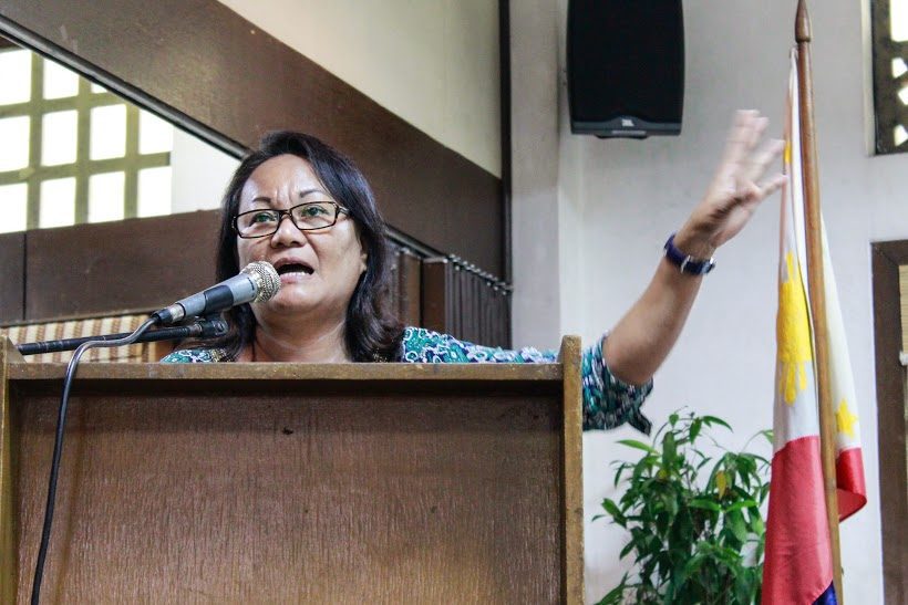 MISFI executive director Percenita Sanchez shares how their schools are being subjected to attacks. (Photo by Karen Macalalad / Bulatlat.com)