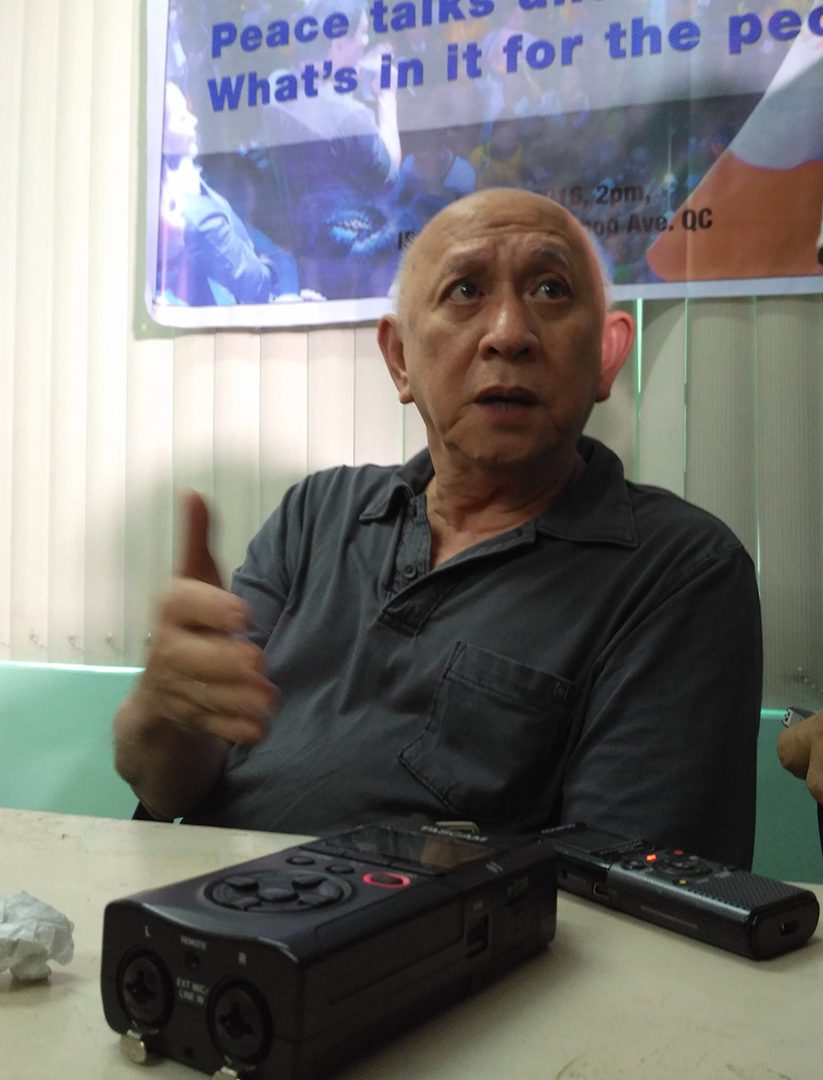 Fidel Agcaoili, a member of the negotiating panel of the National Democratic Front of the Philippines (NDFP), says the Left will push for the 'substantial socio-economic reforms.' (Photo by Ronalyn V. Olea / Bulatlat)  