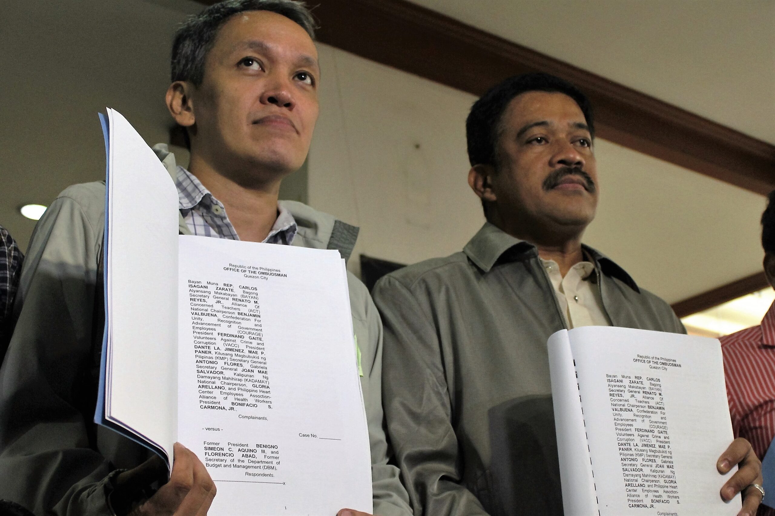 Renato Reyes Jr of Bayan and Bayan Muna partylist Rep. Carlos Zarate (Photo by Karen Ann Macalalad/Bulatlat)