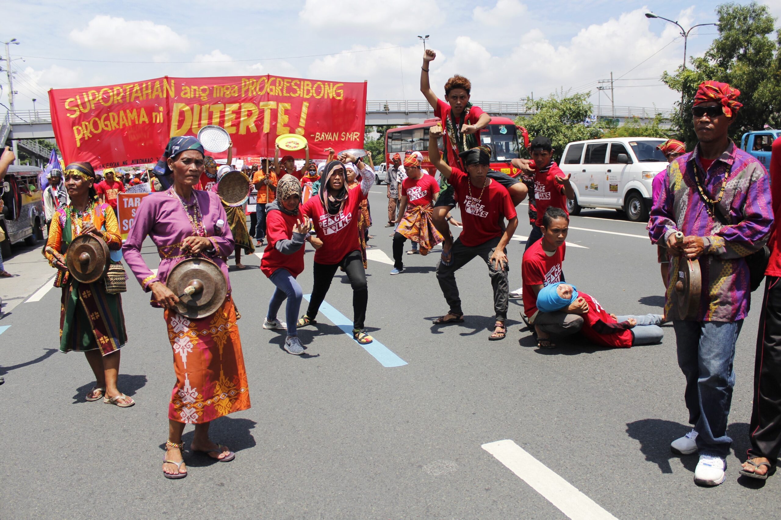 Lumad and Moro communities join the People's State of the Nation Address. (Photo by Karen Ann Macalalad/Bulatlat)