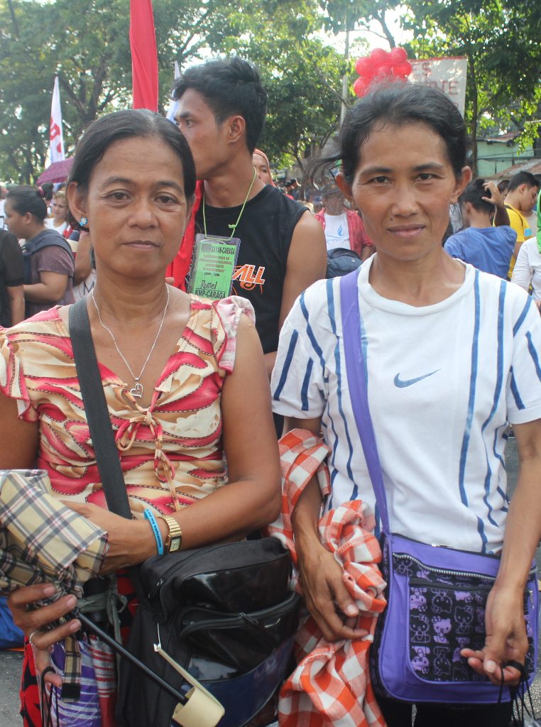 Lunesa Lubacarte and Jennifer Mondejar, both vendors joined the People's Sona in Batasan, Quezon City. (Photo by A. Umil/ Bulatlat)