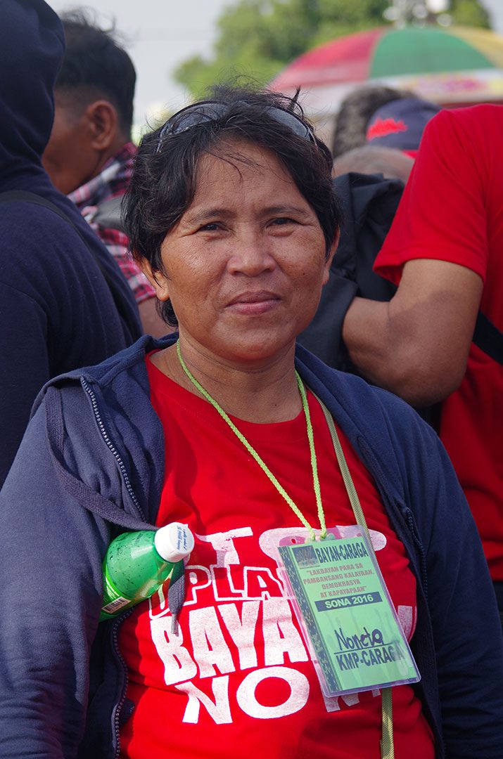 Noneta Campos from Marihatag, Surigao del Sur calls on Duterte to increase the prices of agricultural products. (Photo by Fred Dabu / Bulatlat)