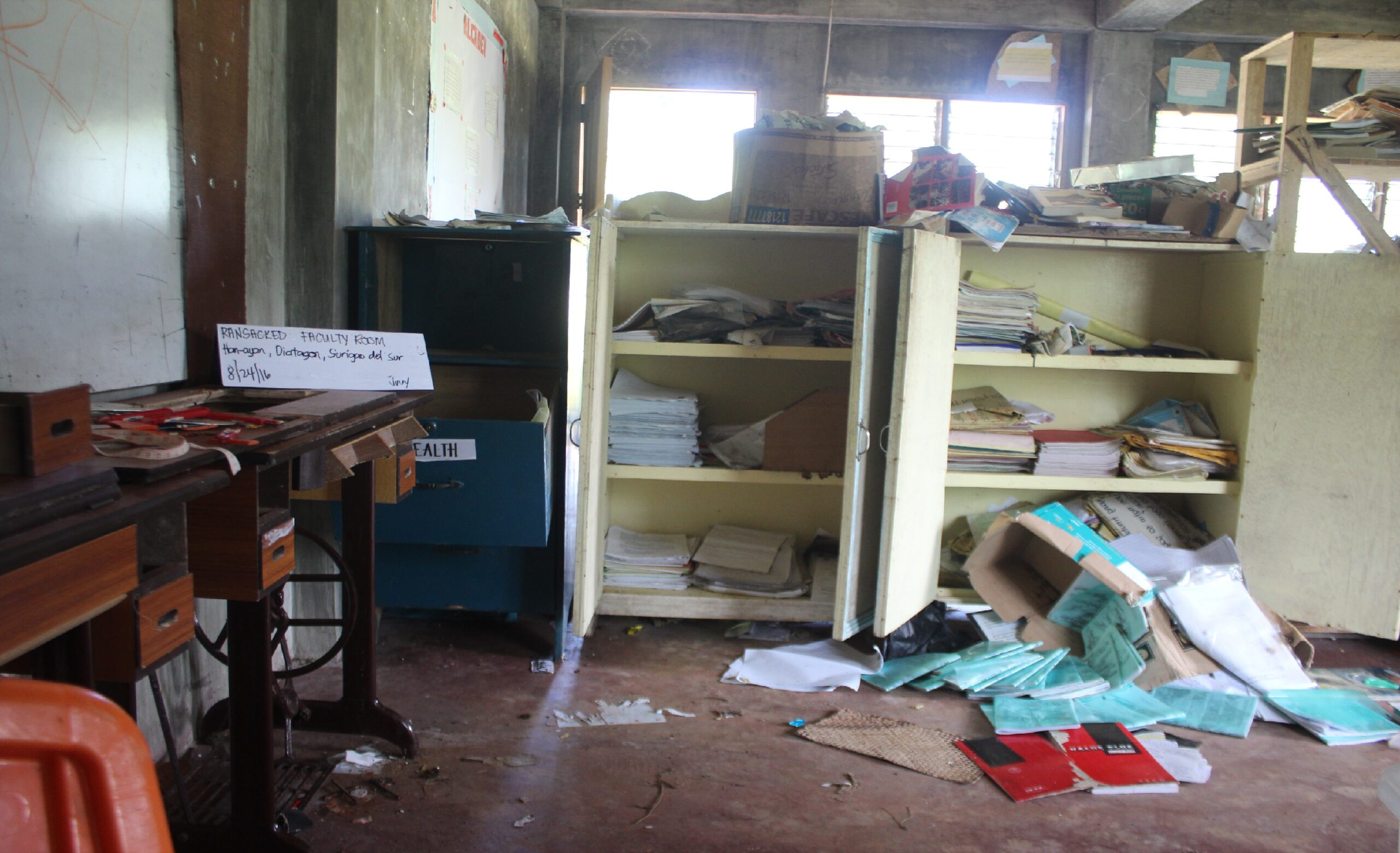 The ransacked Alcadev faculty room (Contributed photo)