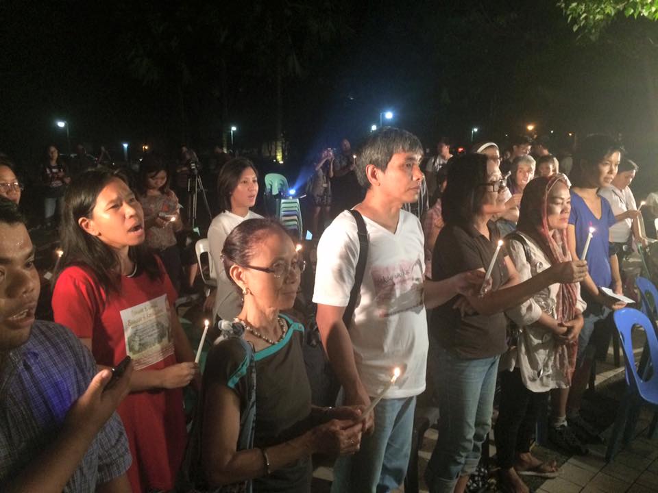 Among those who attended the gathering were NDFP peace consultants Concha Araneta-Bocala and Kennedy Bangibang. Bangibang's wife Recca Monte was an NPA rebel suspected to have been captured and killed in military operations in Abra in 2014 . (Photo grabbed from the Facebook account of UP Diliman University Student Council)