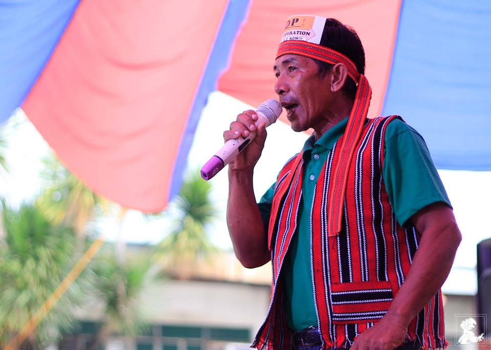 Bruno Bautista, member of Save Quirino Movement in Ilocos Sur talks about the destruction brought by the 80-year-old mining operations of the Lepanto Consolidated Mining Company at the dialogue with DENR Secretary Gina Lopez at the Kampuhan in UP Diliman (Photo by Chester Higuit/Philippine Collegian)
