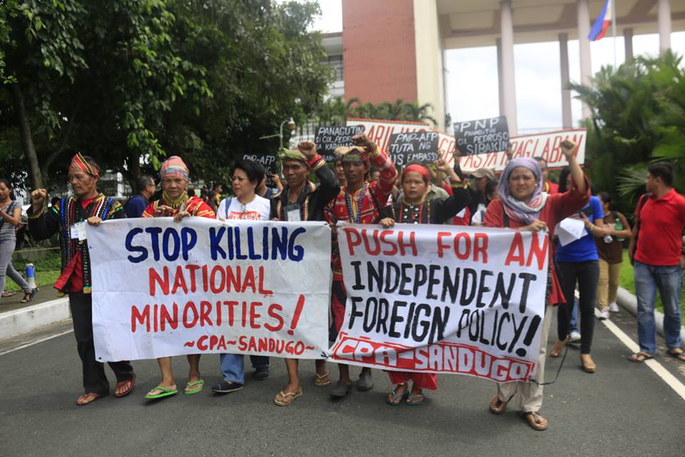 Sandugo at an indignation rally in UP Diliman on Oct. 20, the day after the violent dispersal outside the US embassy. (Photo by Kitanglad Multimedia Collective)
