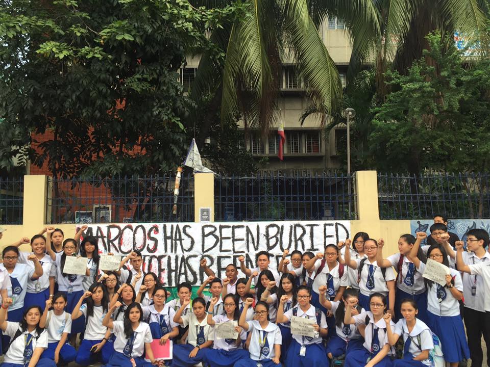 'MASAY' MAKING A STAND. Students of the Manila Science High School along Taft avenue led by the student council and campus journalists of the publications The Nucleus and Ang Ubod also held a protest on Nov. 18. (Photo courtesy of the Manila Science High School SSG 2016-2017)