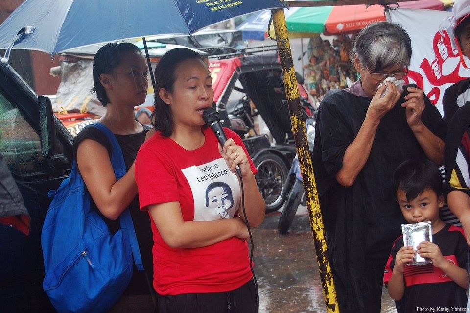 Desaparecidos secretary general Aya Santos (in red) (Photo by Arkibong Bayan)