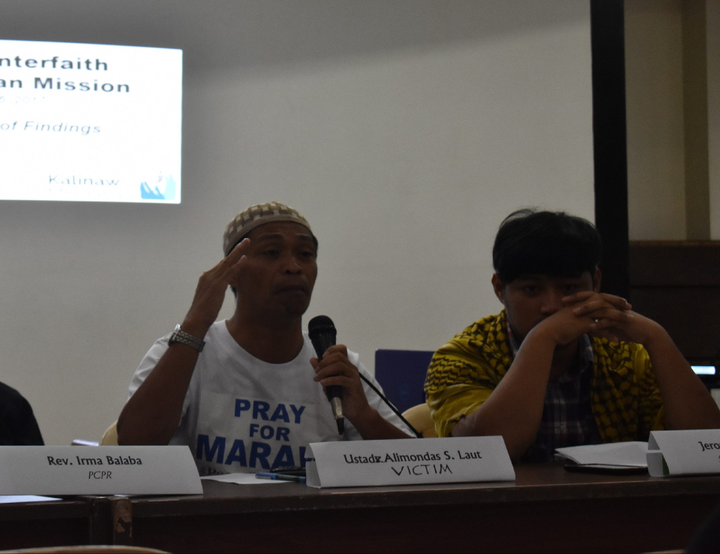 Marawi city evacuee Ustadz Alimondas Laut and Jerome Succor Aba of Suara Bangsamoro (Photo by Ian Irving Bazarte/Bulatlat)