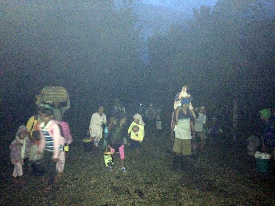 Evacuees make their way to the Simuwao community even before light on July 6, 2017 (Contributed photo)