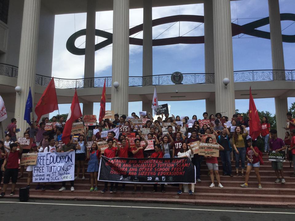 Students of University of the Philippines in Diliman walked out from their midterm classes on July, 6 to protest the collection of tuition. (Contributed photo)