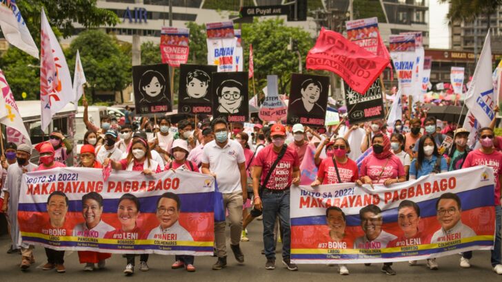 Leni, Kiko supporters show force at Ayala rally