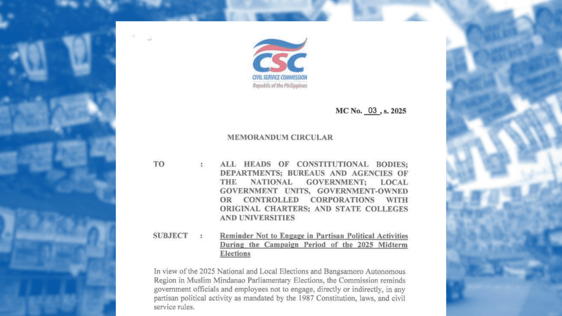 CSC memo