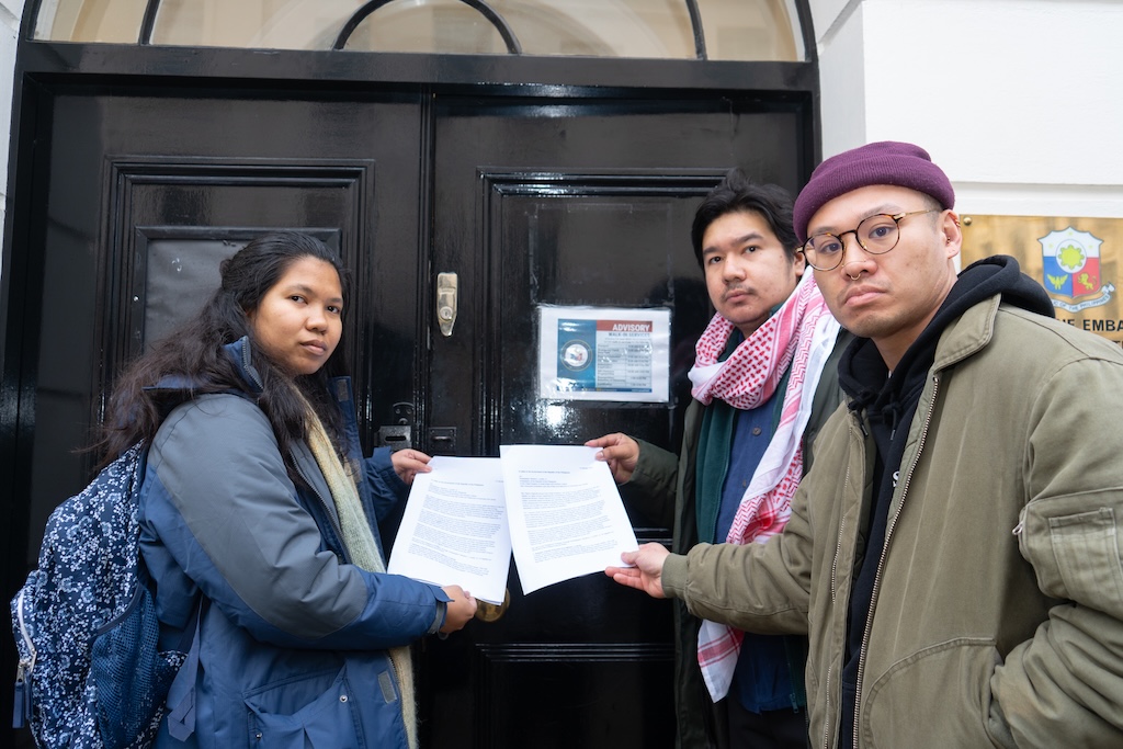 Filipino community in the UK demand immediate release of Fil-Am activist under military custody, end bombings in Mindoro