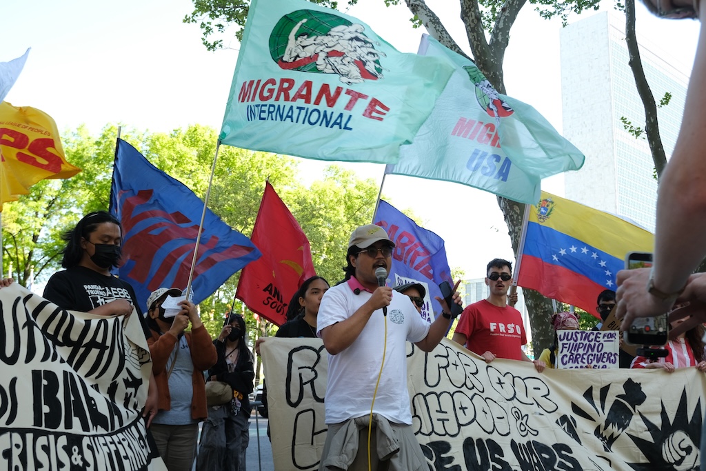 Filipino migrant groups protest Marcos Jr. policies at UN, PH Consulate in New York