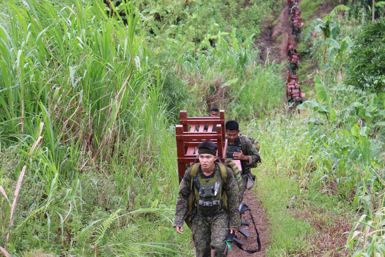 20260711_Soldiers carrying school chairs trek to Talaingod_Photo from 60IB